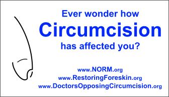 Front of Circumcision Information Card asking if you ever wondered how circumcision affected you
